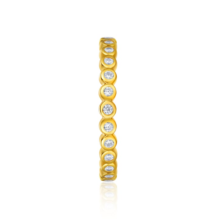 Alluring Small Brilliant Cut Stackable Ring Sterling Silver Gold Plated Stack