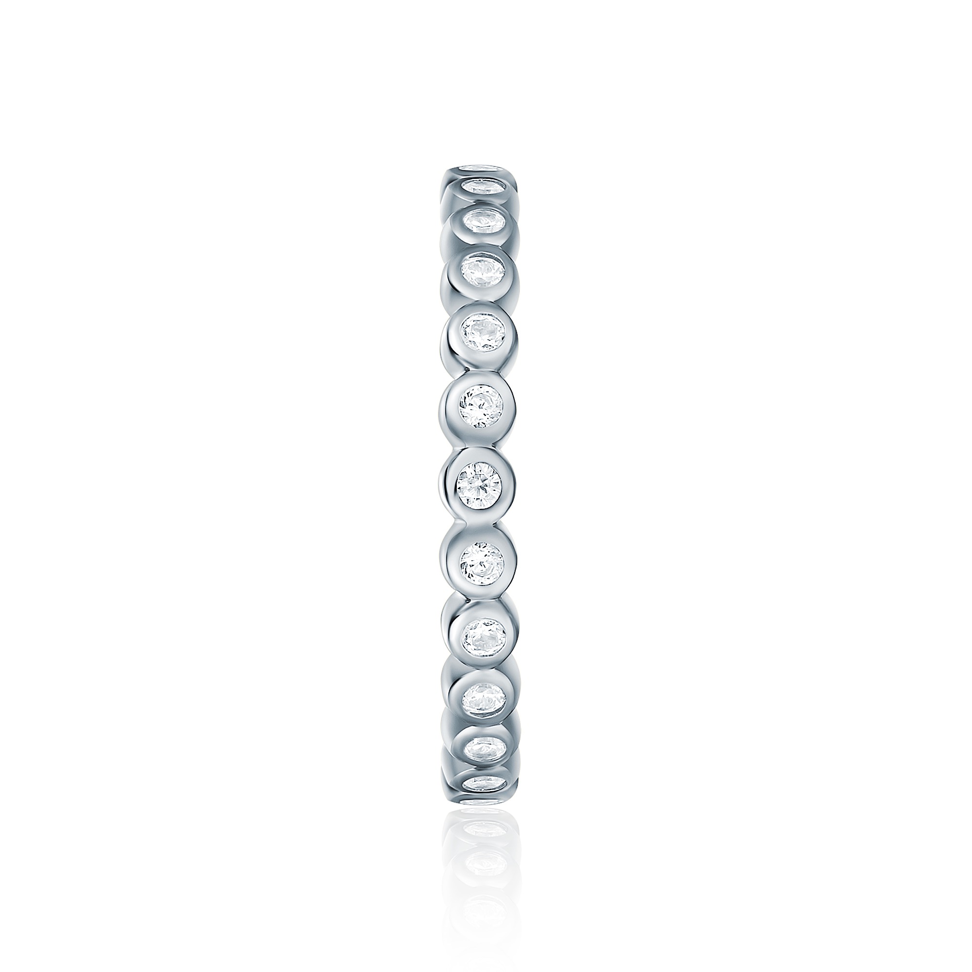Alluring Small Brilliant Cut Stackable Ring Sterling Silver White Gold Plated Stacking