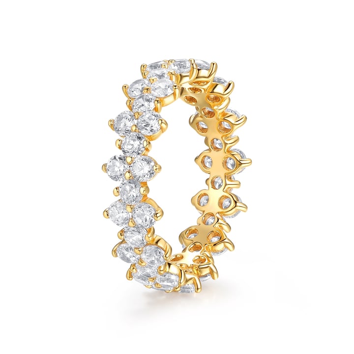 Victoria Cluster Statement Ring Sterling Silver Gold Plated Bridal Cocktail