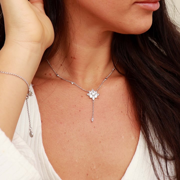 Camelia Stella Star Drop Necklace with Clear CZ