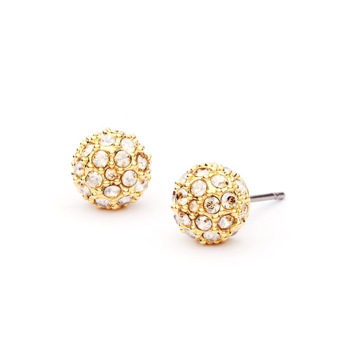 Emma Pave Ball Stud Earrings with Crystal Golden Shadow Swarovski Crystals Gold Plated