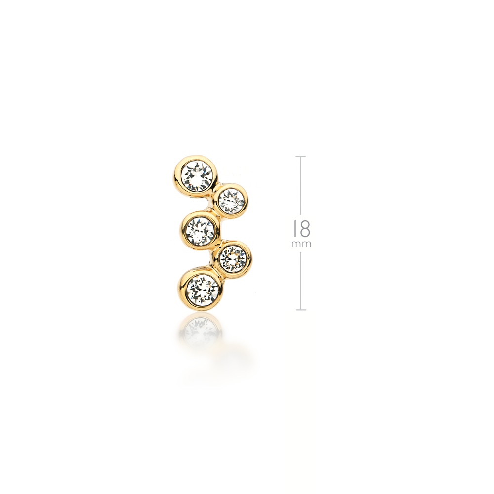 Fidelity Earrings Stud with Blue Clear Swarovski Crystals Bubbles Bridal Gold Plated