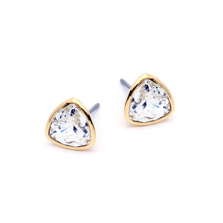 Brief Triangle Stud Earrings with Clear Swarovski Crystals Gold Plated