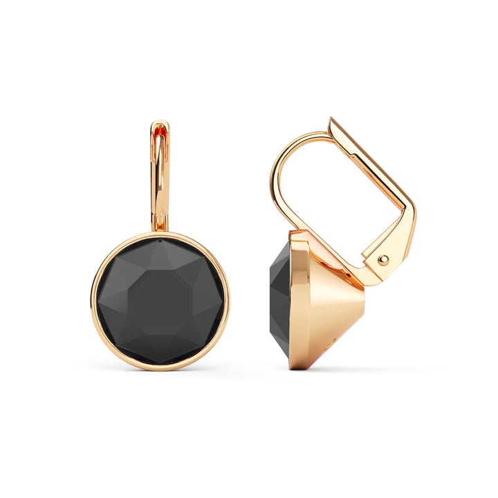 Bella Earrings with 4 Carat Jet Hematite Crystals Rose Gold Plated