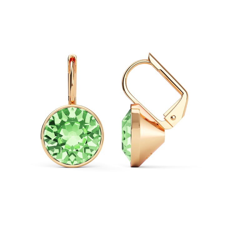 Bella Earrings with 4 Carat Peridot Crystals Rose Gold Plated
