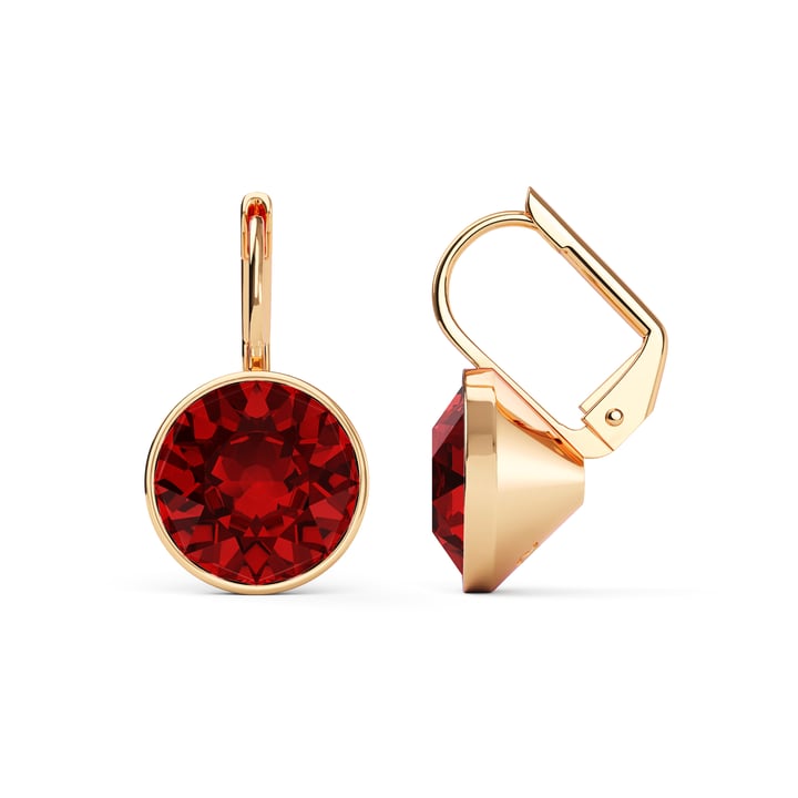 Bella Earrings with 4 Carat Ruby Crystals Rose Gold Plated