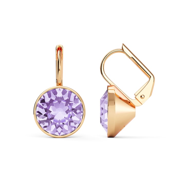 Bella Earrings with 4 Carat Violet Crystals Rose Gold Plated