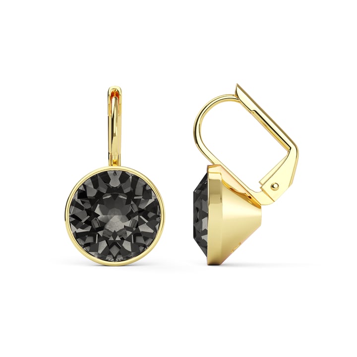 Bella Earrings with 4 Carat Black Diamond Crystals Gold Plated