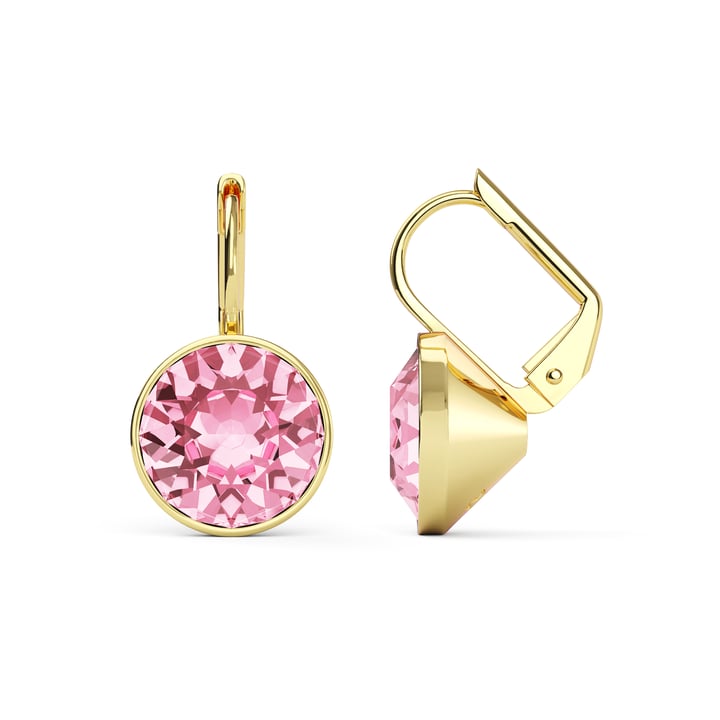 Bella Earrings with 4 Carat Light Rose Crystals Gold Plated