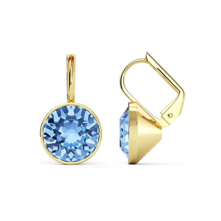Bella Earrings with 4 Carat Light Sapphire Crystals Gold Plated