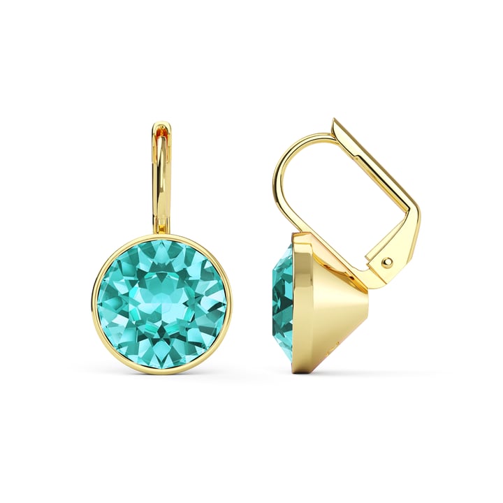 Bella Earrings with 4 Carat Light Turquoise Crystals Gold Plated