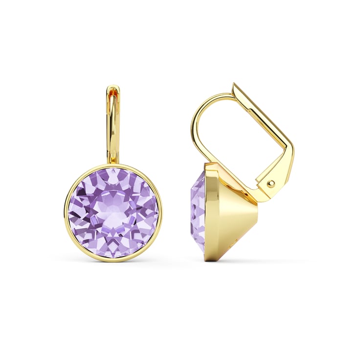 Bella Earrings with 4 Carat Violet Crystals Gold Plated