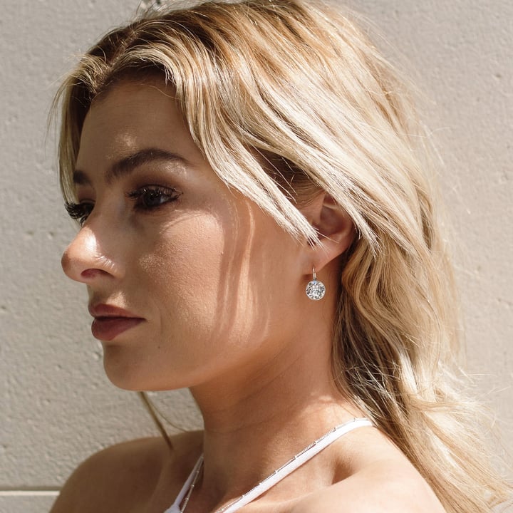 Bella Earrings with 4 Carat Clear Crystals Rhodium Plated