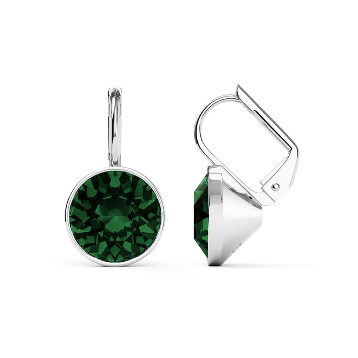Bella Earrings with 4 Carat Emerald Crystals Rhodium Plated