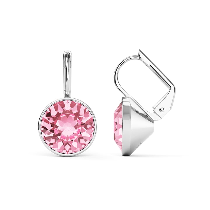 Bella Earrings with 4 Carat Light Rose Crystals Rhodium Plated