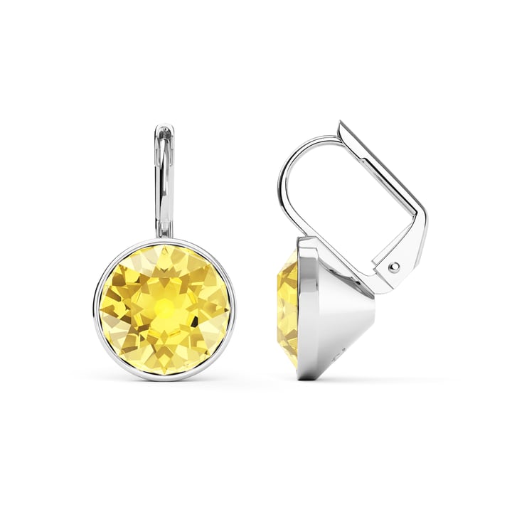 Bella Earrings with 4 Carat Light Topaz Crystals Rhodium Plated