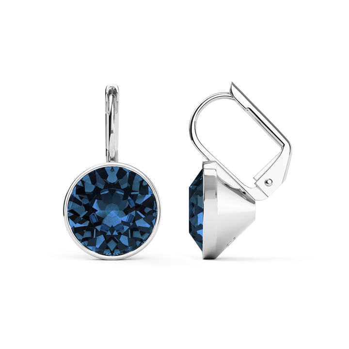 Bella Earrings with 4 Carat Montana Crystals Rhodium Plated