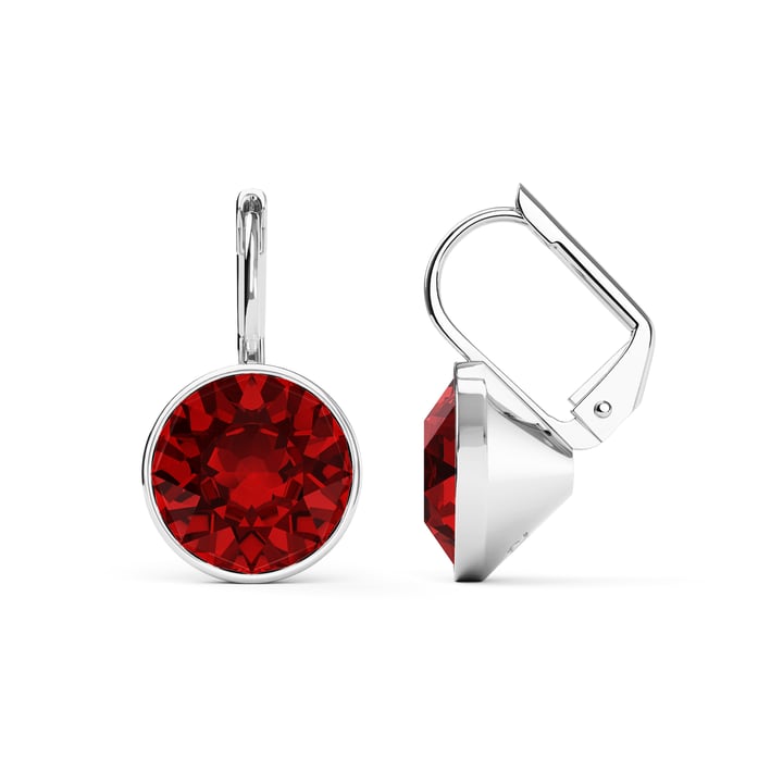 Bella Earrings with 4 Carat Ruby Crystals Rhodium Plated