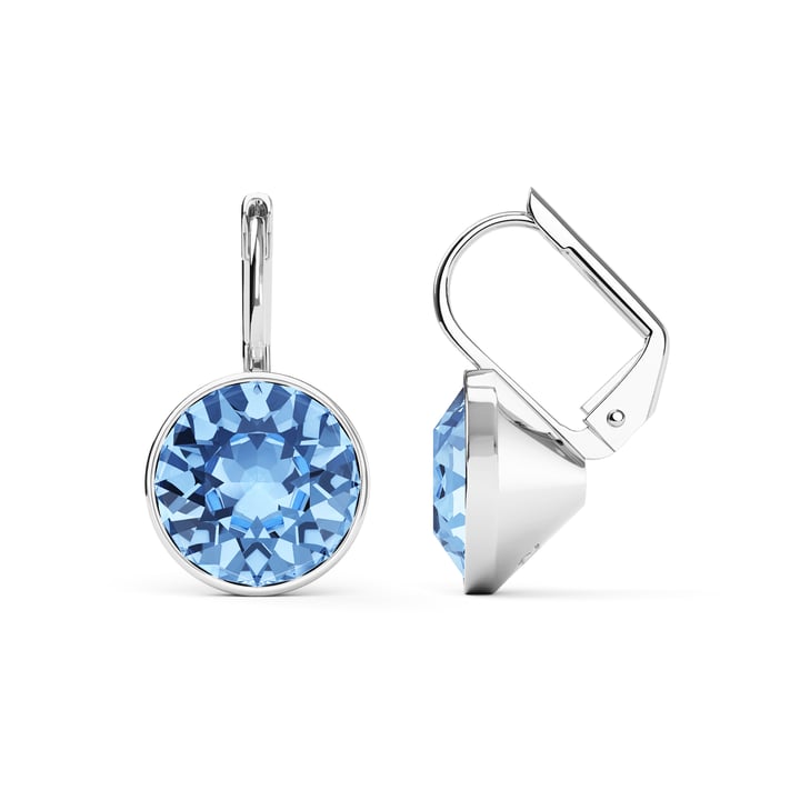 Bella Earrings with 4 Carat Light Sapphire Crystals Rhodium Plated