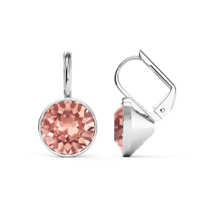 Bella Earrings with 4 Carat Vintage Rose Crystals Rhodium Plated