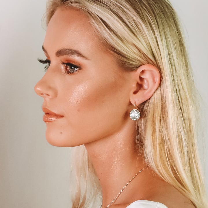 Bella Earrings with 13mm Clear Crystals Rose Gold Plated