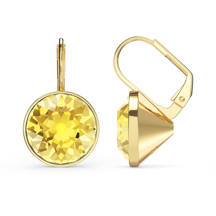Bella Earrings with 13mm Light Topaz Crystals Gold Plated