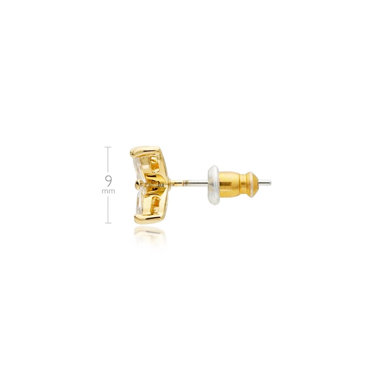 Victoria Flower Marquise Clear CZ Stud Earrings Bridal Gold Plated
