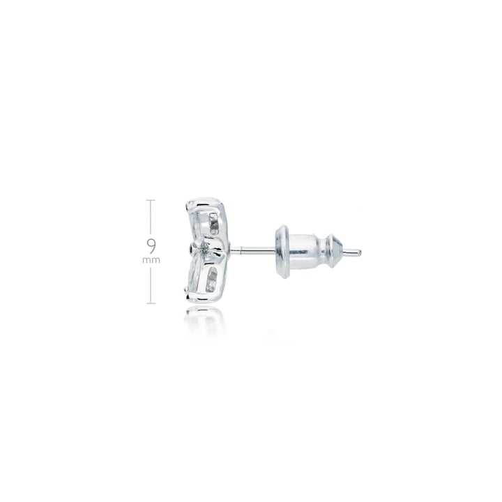 Victoria Flower Marquise Clear CZ Stud Earrings Bridal Rhodium Plated