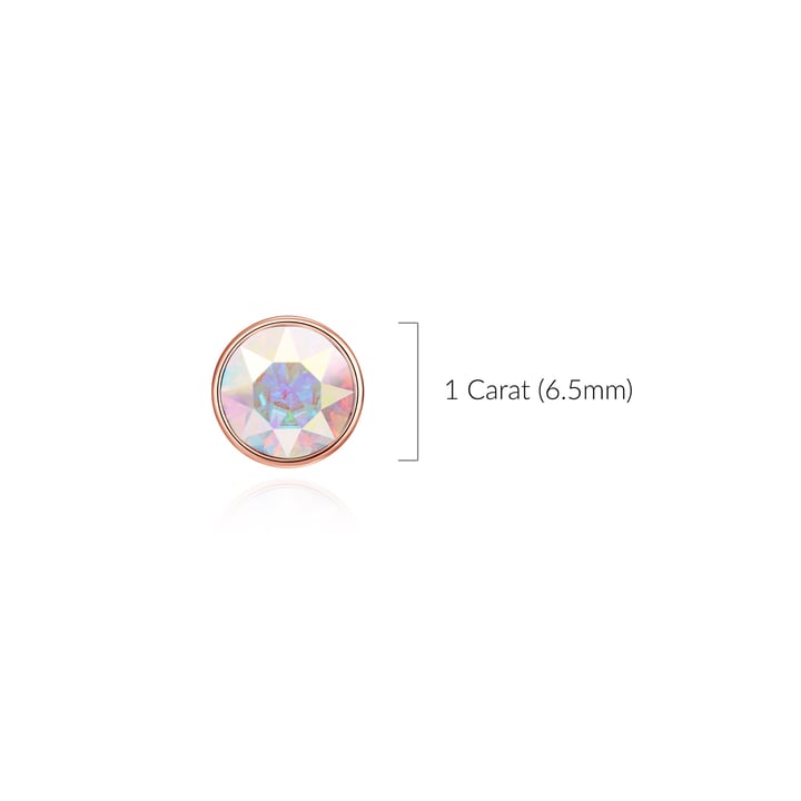 Signature Stud Earrings with 3 Sizes Crt Aurore Boreale Swarovski Crystals Rose