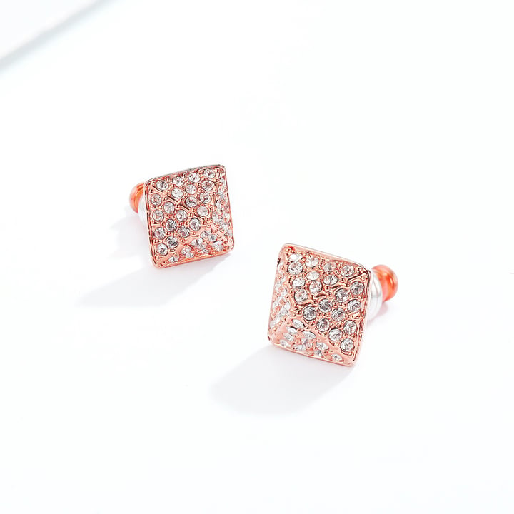 Glance Earrings with Swarovski Crystals Rose Gold Plated Bridal