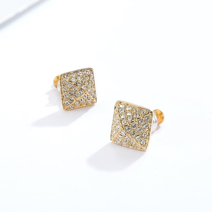 Glance Earrings with Swarovski Crystals Gold Plated Bridal