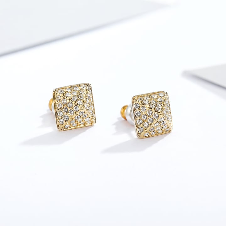Glance Earrings with Swarovski Crystals Gold Plated Bridal
