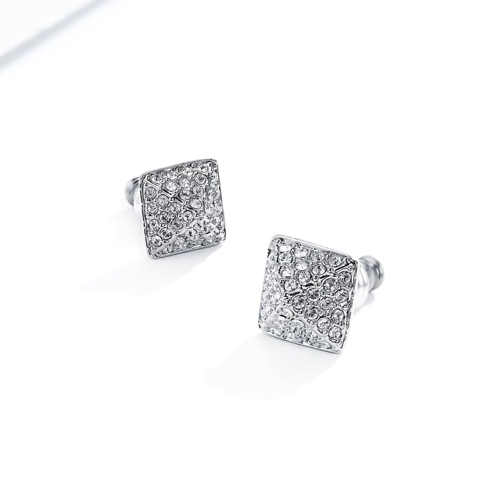 Glance Earrings with Swarovski Crystals Rhodium Plated Bridal