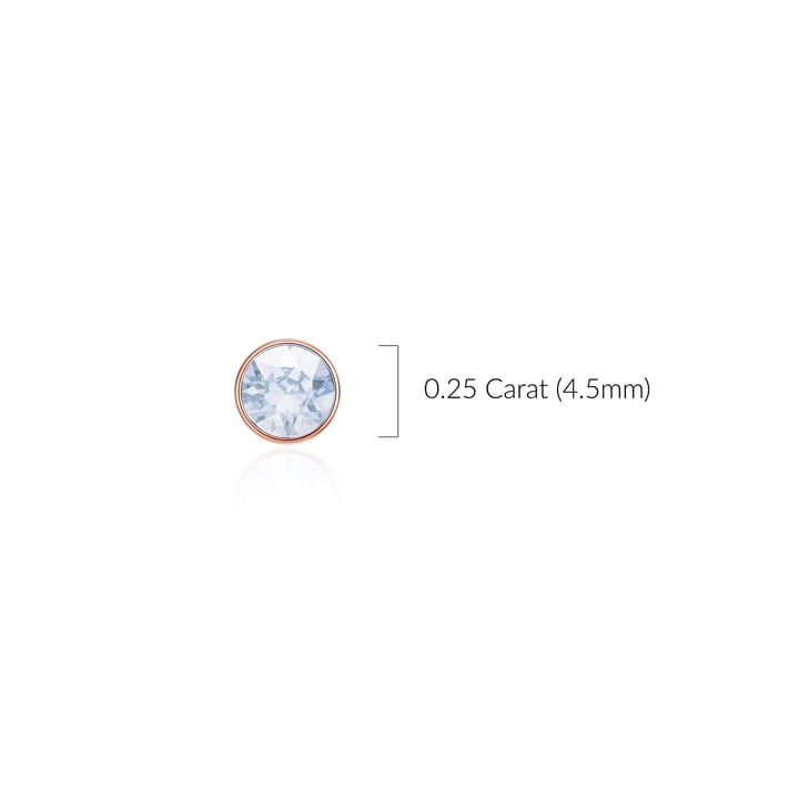 Signature Stud Earrings with 3 Sizes Carat Blue Shade Swarovski Crystals Rose Gold Plated