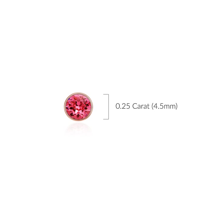 Signature Stud Earrings with 3 Sizes Crt Indian Pink Swarovski Crystals Rose Gold Plated
