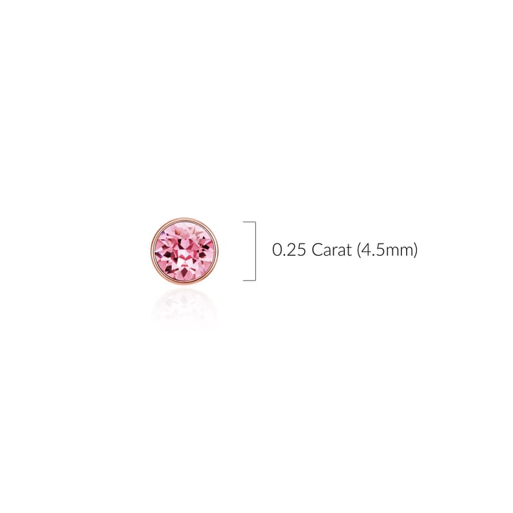 Signature Stud Earrings with 3 Sizes Carat Light Rose Swarovski Crystals Rose Gold Plated