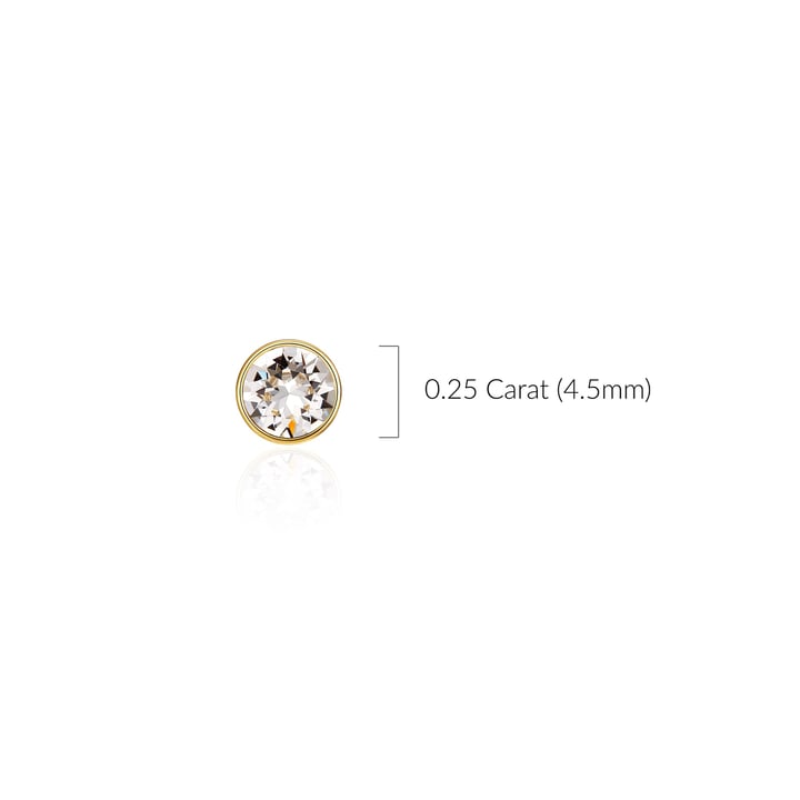 Signature Stud Earrings with 3 Sizes Carat Clear Swarovski Crystals Gold Plated