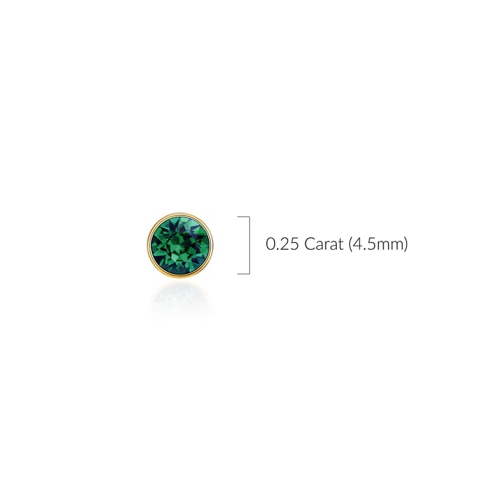 Signature Stud Earrings with 3 Sizes Carat Emerald Swarovski Crystals Gold Plated
