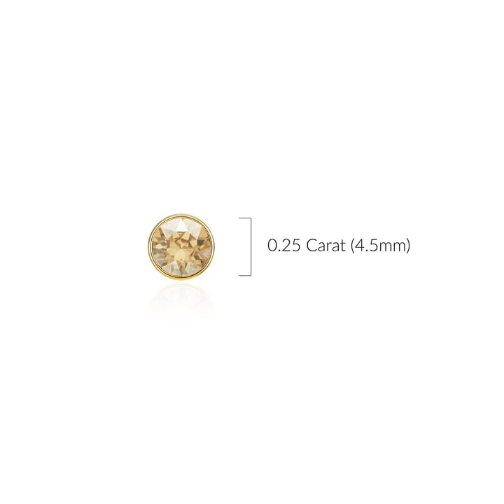 Signature Stud Earrings with 3 Sizes Carat Golden Shadow Swarovski Crystals Gold Plated