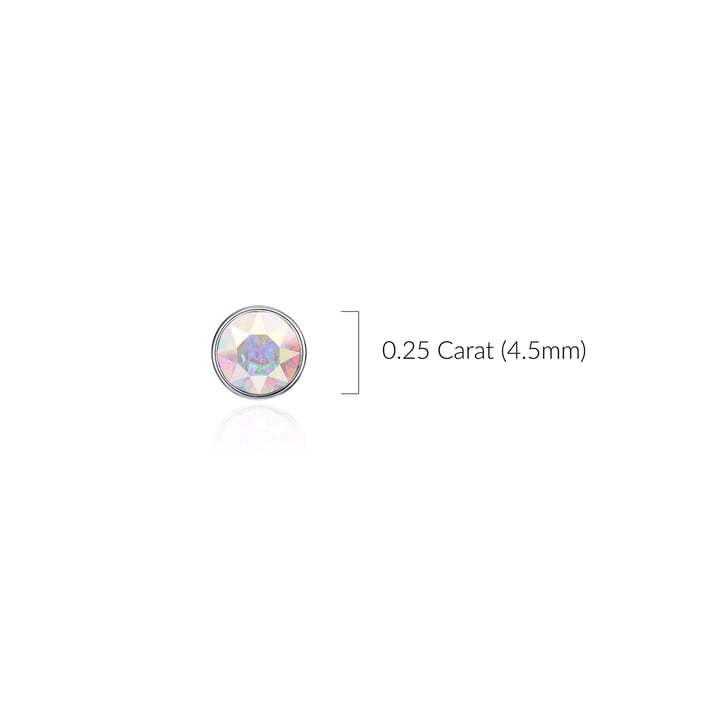 Signature Stud Earrings with 3 Sizes Carat Aurore Boreale Swarovski Crystals Rhodium Plated