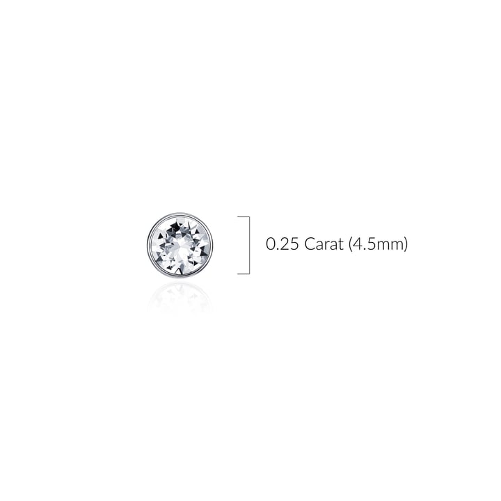 Signature Stud Earrings with 3 Sizes Carat Clear Swarovski Crystals Rhodium Plated