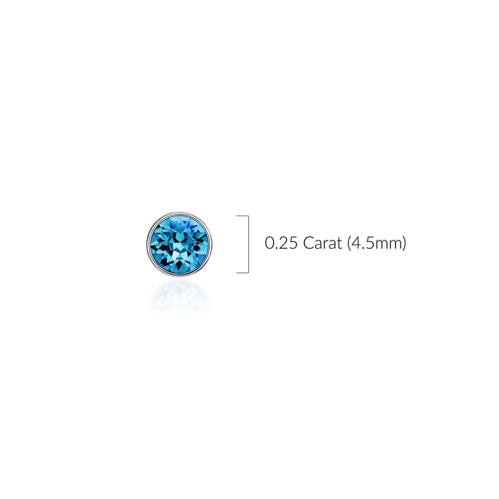 Signature Stud Earrings with 3 Sizes Carat Indicolite Swarovski Crystals Rhodium Plated