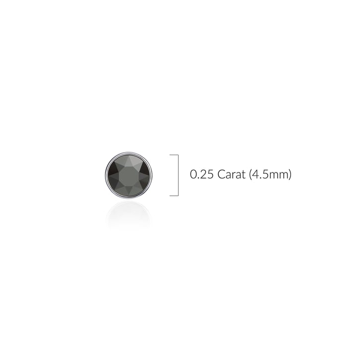 Signature Stud Earrings with 3 Sizes Carat Jet Hematite Swarovski Crystals Rhodium Plated