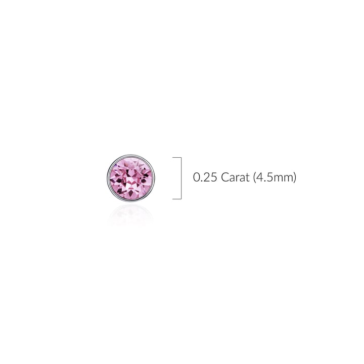 Signature Stud Earrings with 3 Sizes Crt Light Amethyst Swarovski Crystals Rhodium Plated