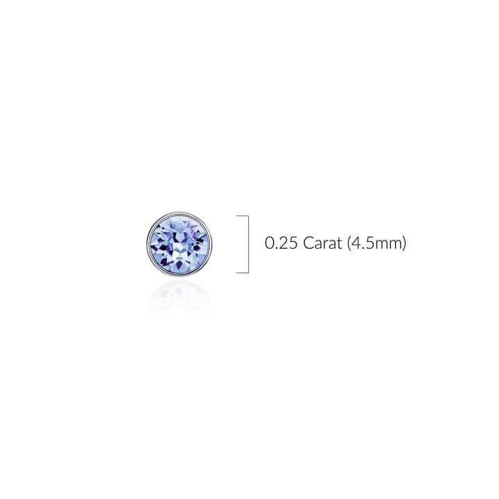 Signature Stud Earrings with 3 Sizes Crt Light Sapphire Swarovski Crystals Rhodium Plated