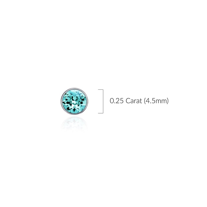 Signature Stud Earrings with 3 Sizes Crt Light Turquoise Swarovski Crystals Rh Plated