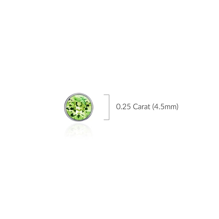 Signature Stud Earrings with 3 Sizes Carat Peridot Swarovski Crystals Rhodium Plated