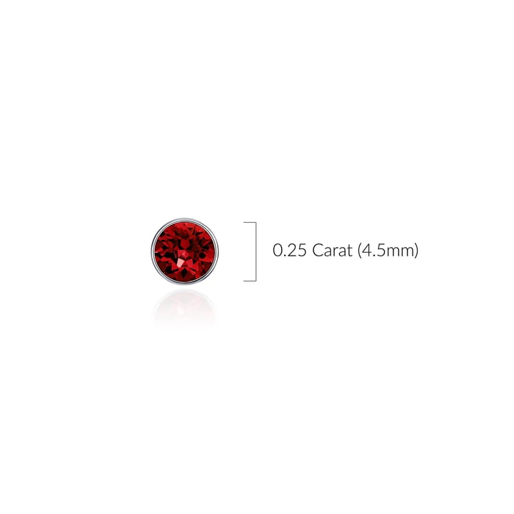 Signature Stud Earrings with 3 Sizes Carat Ruby Swarovski Crystals Rhodium Plated