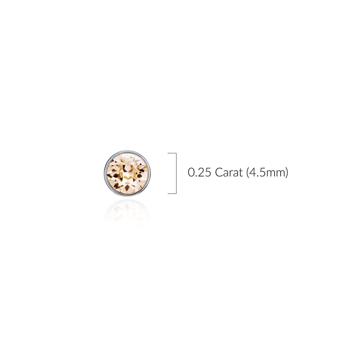 Signature Stud Earrings with 3 Sizes Carat Silk Swarovski Crystals Rhodium Plated