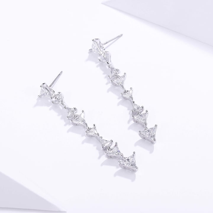 Triangle Clear Cubic Zirconia Drop Earrings